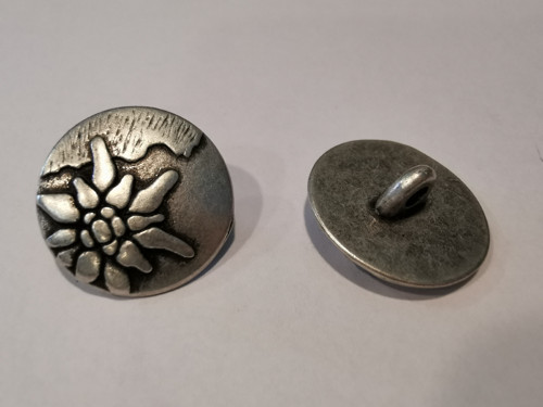 Kovový knoflík 20mm - stříbrná patina