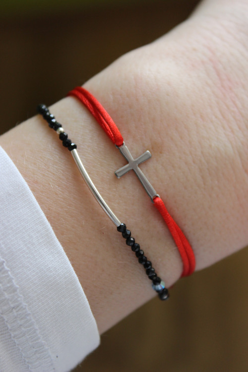 Kříž - je naděje.. (chir.ocel) Náramek Kabbalah
