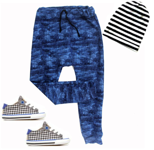 Dětké tepláky tmavě modrý jeans 3-5 let — foto 1