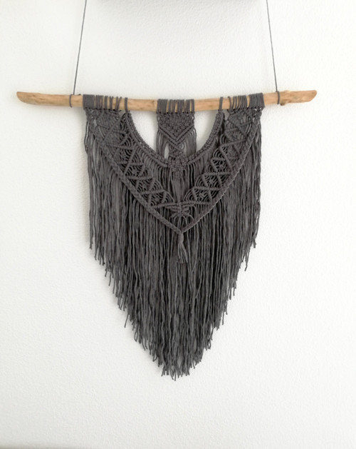 Dekorace macramé boho, makramé, drhaná šedá — foto 1