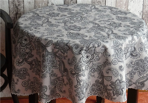 Ubrus kulatý-šedo černý-průměr140 cm