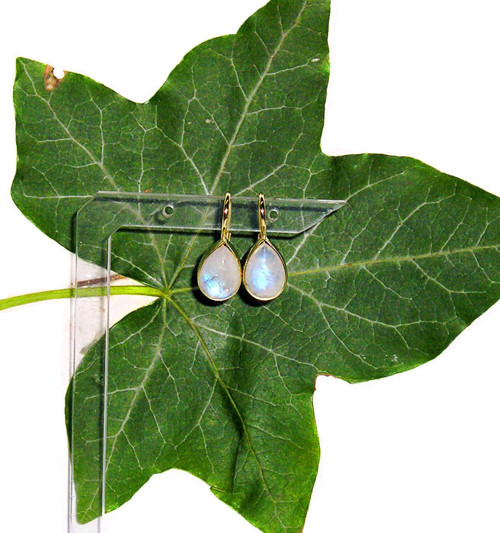 ZLATÉ náušnice RAINBOW MOONSTONE 10*7 — foto 1