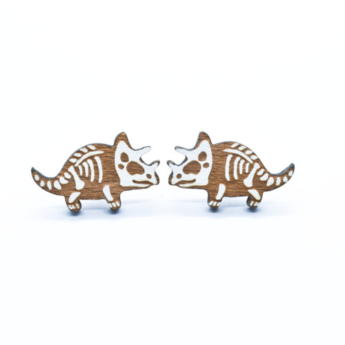 Dřevěné náušnice dino, dinosaur