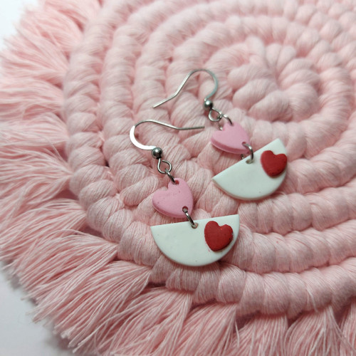 Valentine - náušnice půlkruhy pink