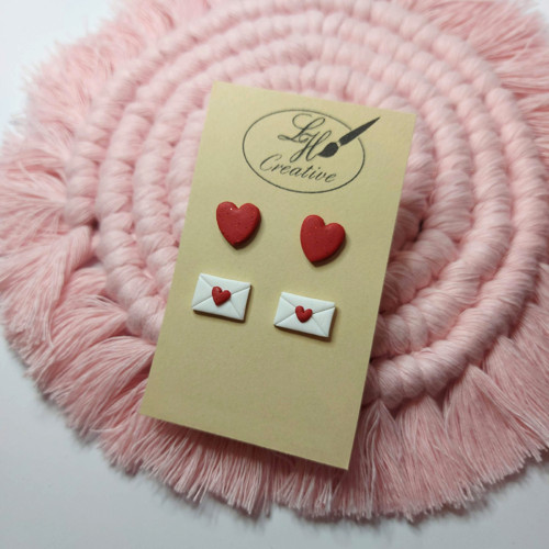 Valentine - náušnice dopisy a srdíčka red — foto 1