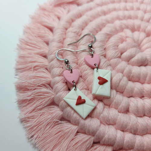 Valentine - náušnice dopisy pink