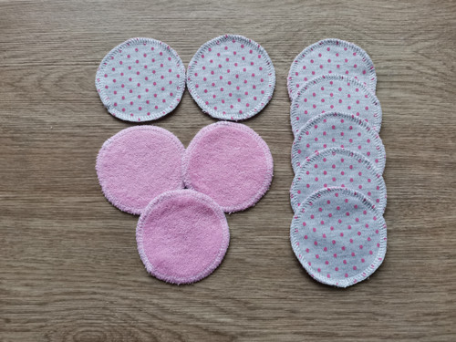 Odličovací tamponky - Šedé s růžovým puntíky