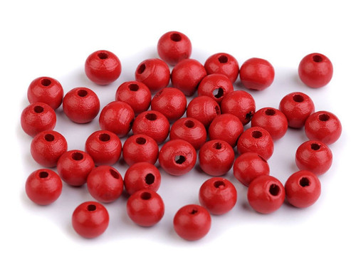 Dřevěné korálky červené - průměr 8 mm (30 ks)