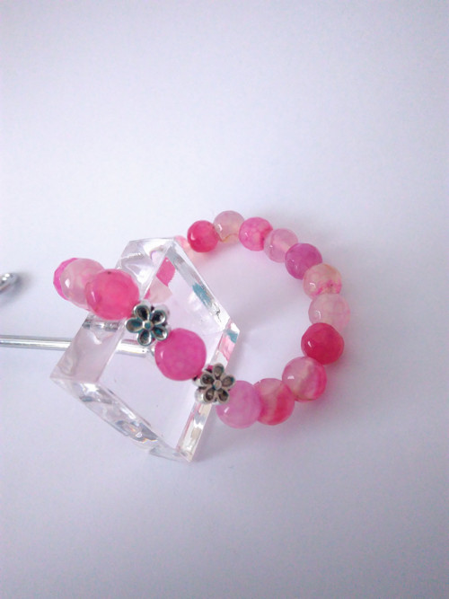 Náramek PINK*achát*květinka
