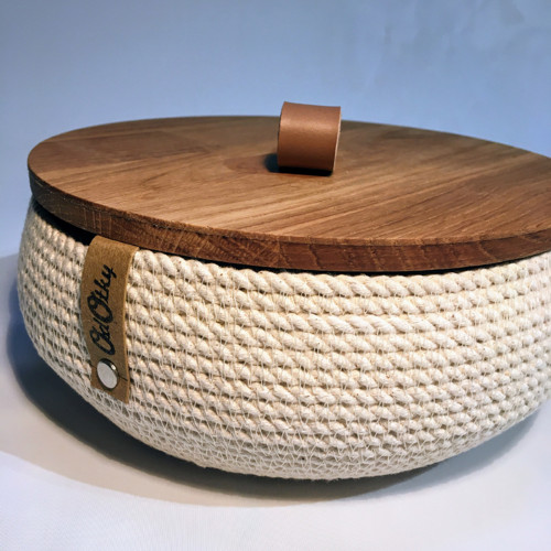 Košík s dřevěným víkem 20cm oblý — foto 1