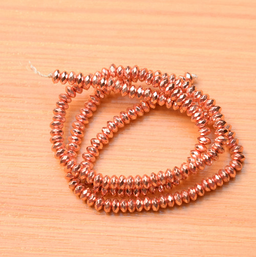 Hematit - disky - rose gold - 4x2mm