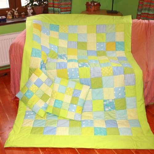 Přikrývka, přehoz modro zelený patchwork
