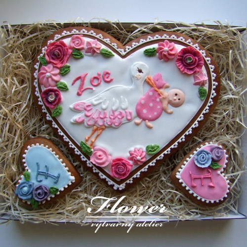 Perníčkový set srdce čáp Zoe