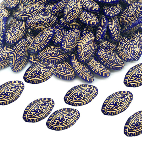 Korálky lodičky modré 20x10mm, 2ks — foto 1