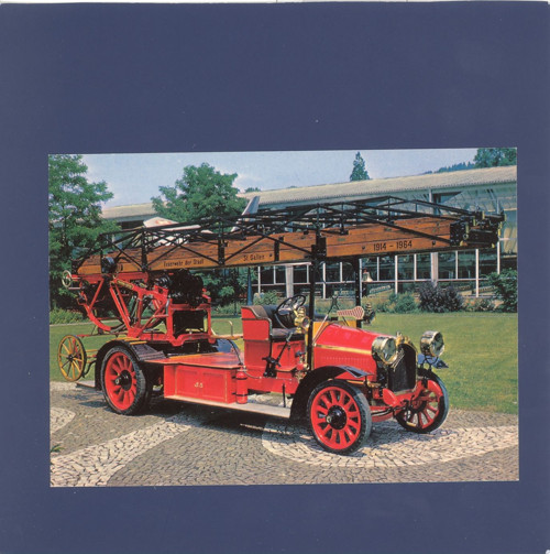 Hasičské auto Saurer, 1913 - pohlednice