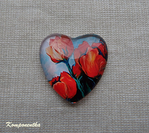 Skleněný kabošon s tulipány 25mm