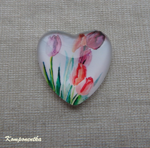 Skleněný kabošon s tulipány 25mm