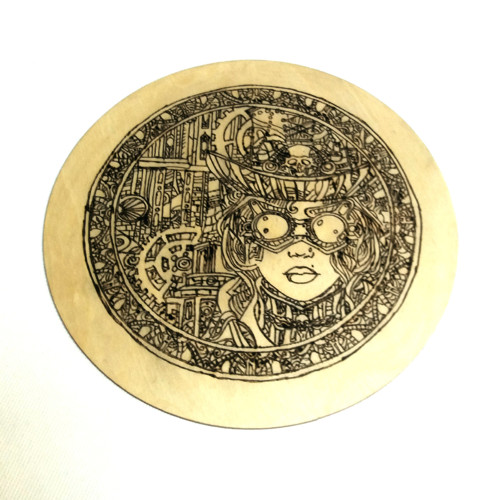 Ručně vypalovaný obrázek Steampunk