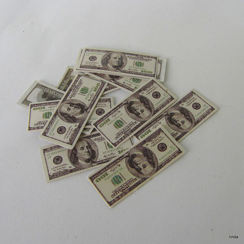 Peníze dolar * 3x1,5cm * 10ks /bal