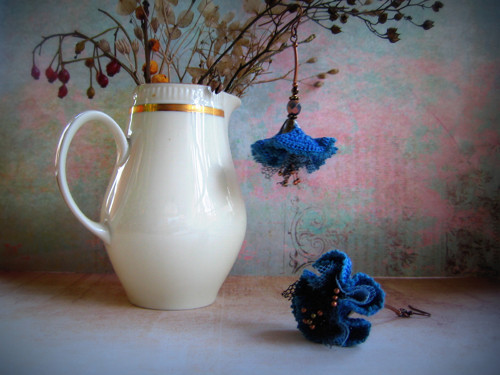 Blue Poppy - háčkované náušnice — foto 1