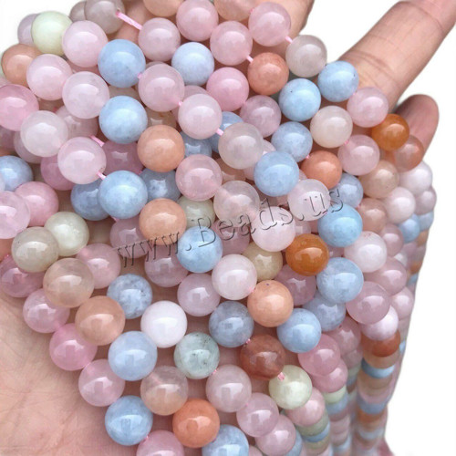Kulaté korálky z přírodního kamene, morganite,