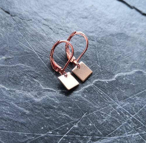 Ocelové náušnice*čtverečky*drobné*rosegold