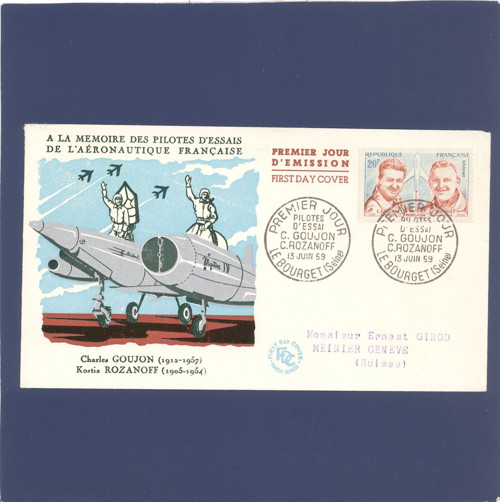 Aerofilatelie, Francie 1959 - FDC, celistvost