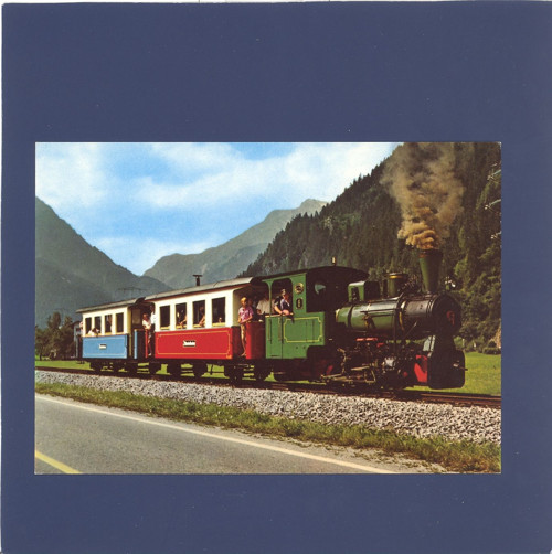 Parní lokomotiva, vlak, Zillertalbahn - pohlednice
