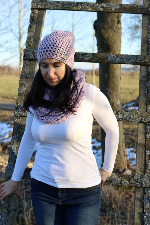 Merino souprava pudrová