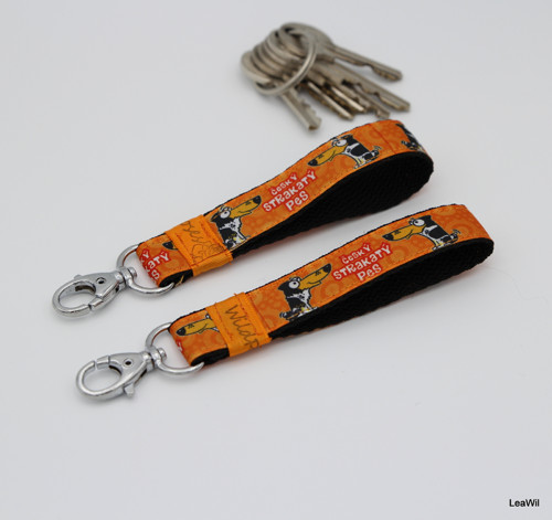 Klíčenka taft 2cm český strakatý-poutko oranž