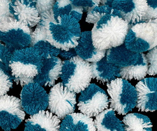 50ks Modrá bílá Poly vlna Pompom Ball Charm Pon