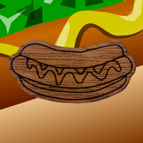 Dřevěná brož Hot dog