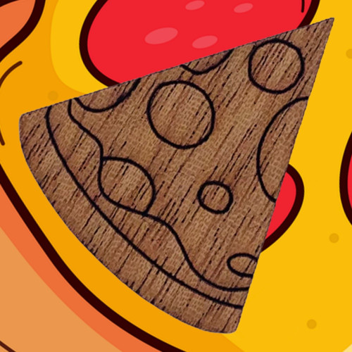 Dřevěná brož Pizza