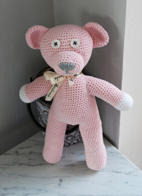 Háčkovaný medvídek Mr Bean Teddy - světle růžový — foto 1