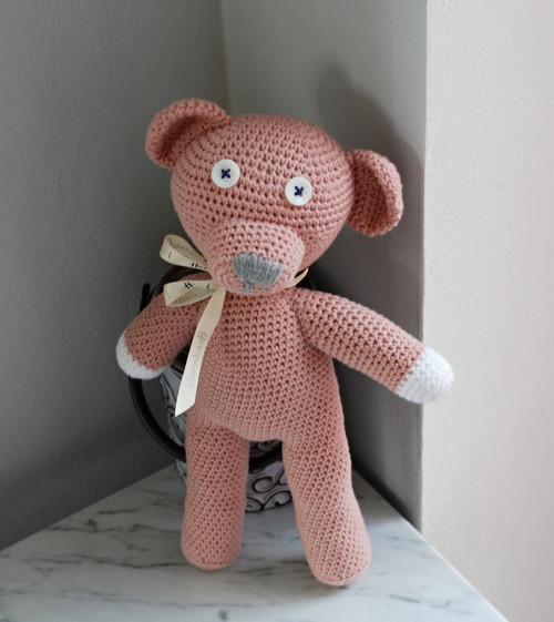 Háčkovaný medvídek Mr Bean Teddy - starorůžový — foto 1