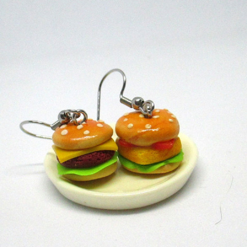 Náušnice hamburger a cheesburger