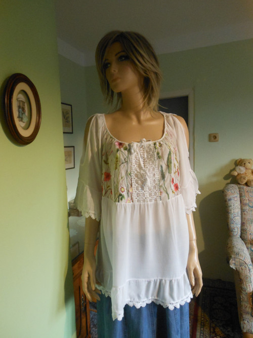 Boho tunika vyšívaná, vel.UNi — foto 1