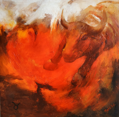 "BÝK",40x40,umělecký tisk na plátno