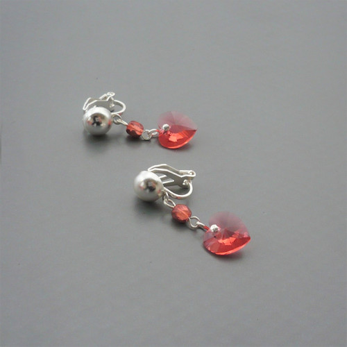 Padparadscha Swarovski srdce - klipsy — foto 1