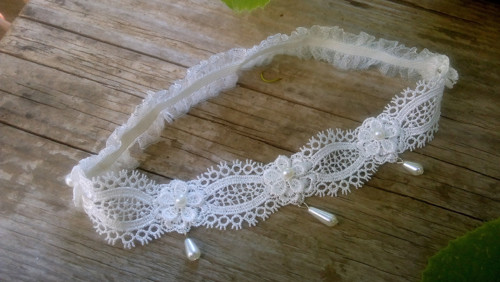Svatební podvazek Ivory + Ivory kapky