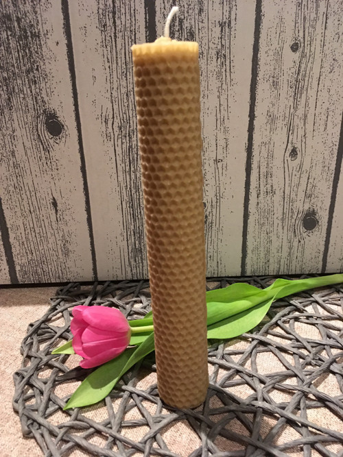 Svíčka z včelího vosku motaná 21 cm válec úzký
