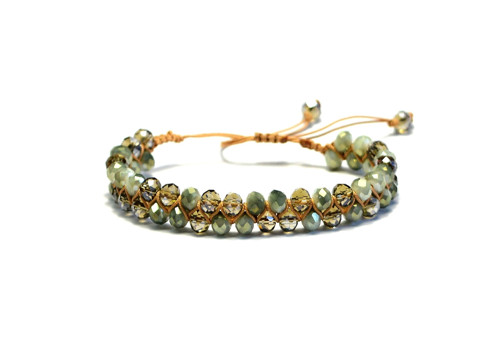 Náramek BRYXI shamballa zeleno-okrová — foto 1
