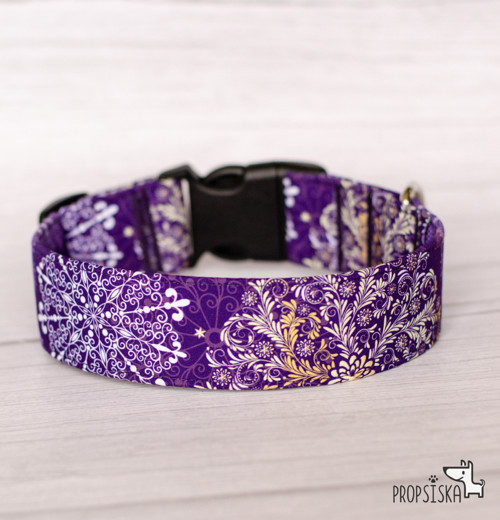 Obojek soft - fialové mandaly šířka 4 cm