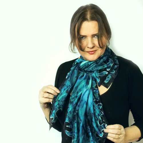 Hedvábný šátek - Marina s tmavou bordurou