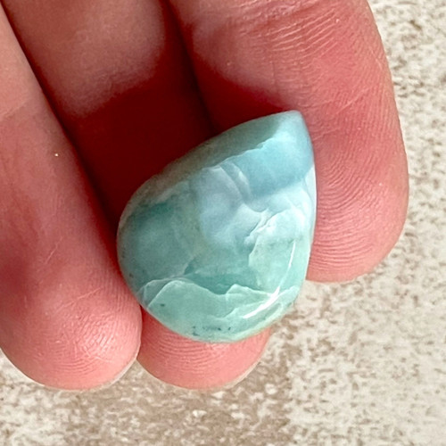 Larimar kabošon kapka / č.7, 21x16x5mm, 14,4Ct.