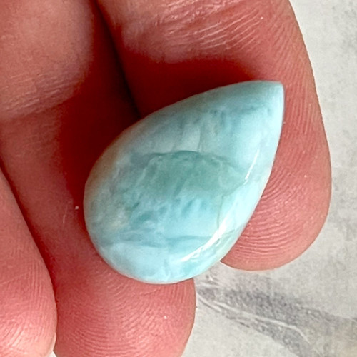 Larimar kabošon kapka / č.8, 21x14x4mm, 11,4Ct.