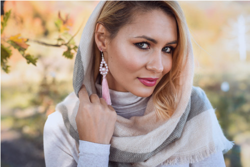 Strapcové náušnice ružové / tassel earrings