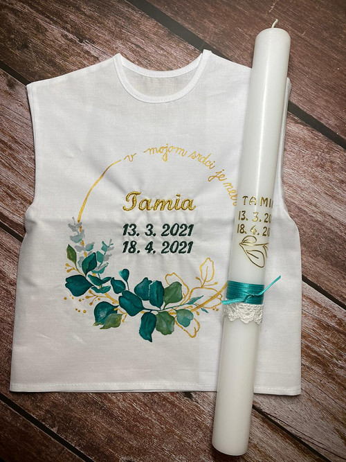 Křestní svíce a košílka Eukalytus