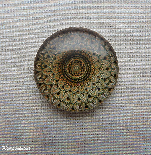 Skleněný kabošon mandala 25mm 1kus