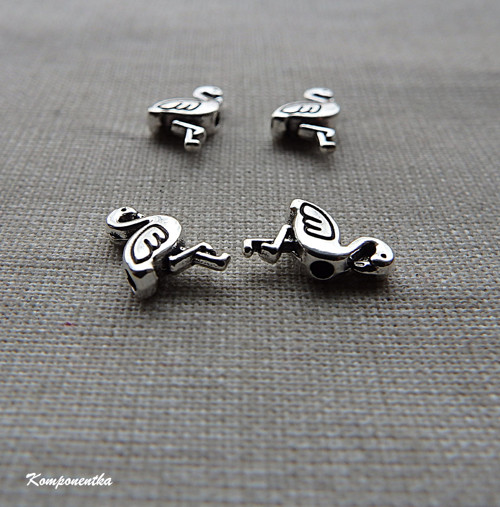 Kovový korálek pelikán 12x7mm 2kusy